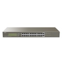 Switch PoE extendido TEG1124P-24-250W, puertos: 24 GE PoE, 250 watts, montaje en rack, 4 modos de operación, marca Tenda.